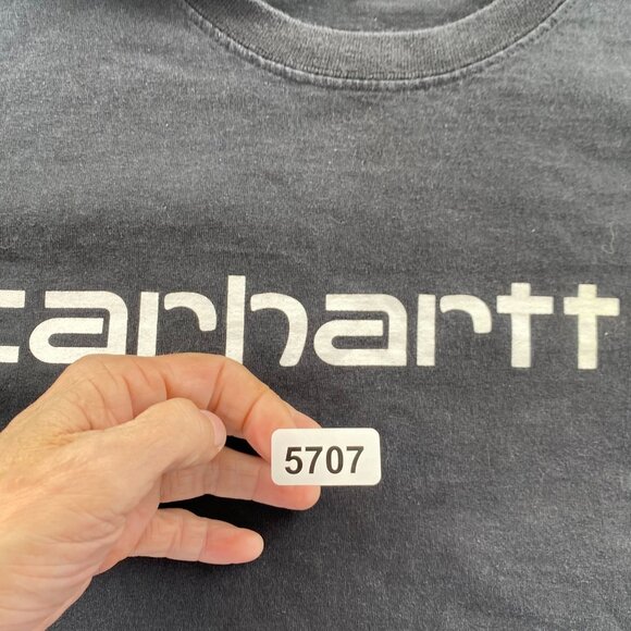 Carhartt Mens Work T-Shirt 2XLT Black Short Sleeve Logo Crew Neck Casual K195 - Picture 12 of 12